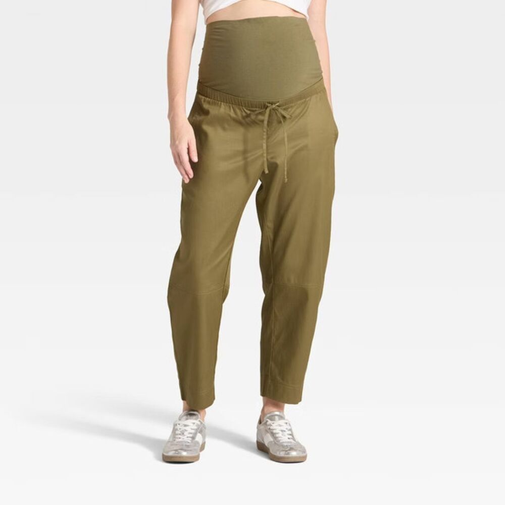 Isabel by Ingrid & Isabel Green Barrel Leg Chino Maternity Pants Sz M